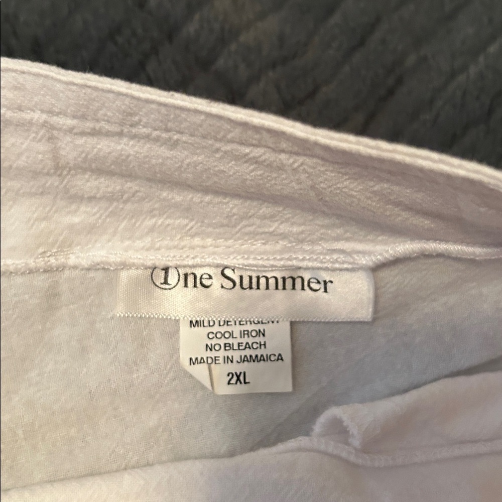 One Summer White Pants 100% cotton 2 XL - Picture 2 of 7